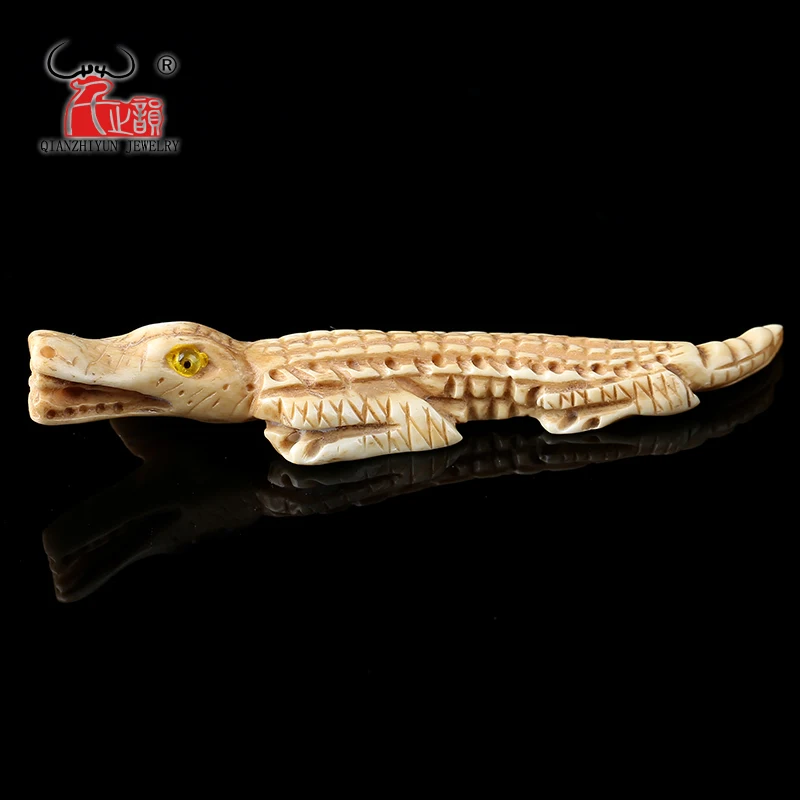 Handmade Carved Crocodile Yak Bone Beads for Jewelry Making Vintage Charms DIY Jewelry Accessory 70mm /100mm