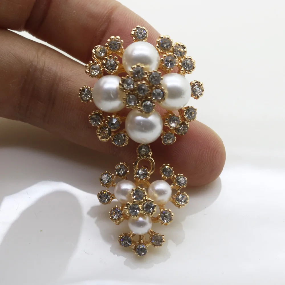 

Shiny Rhinestone Metal Buttons, Handmade Decorative Buttons, Clothing Accessories, New, Top Quality, 50x27mm, 5Pcs