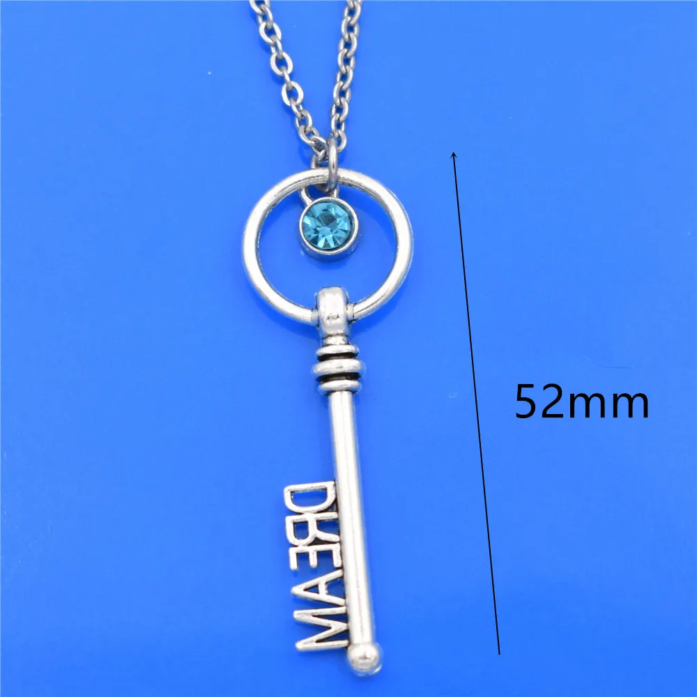 Dream Key Pendant 12 Birthstone Necklace Birthday Jewelry Gift for Women Girls Stainless Steel Chain Wholeale Price