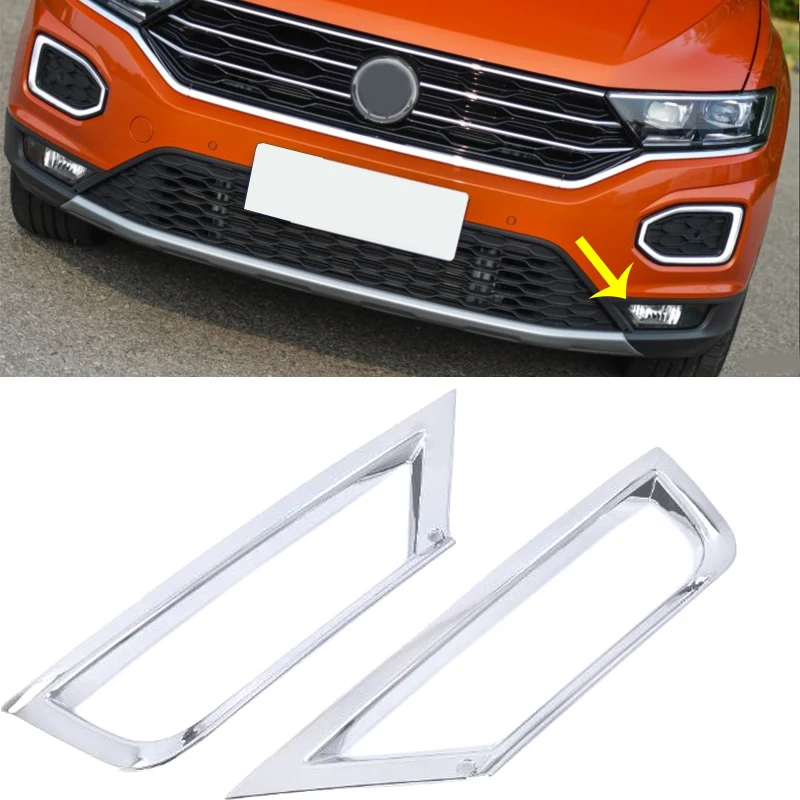 

Exterior Accessories ABS Chrome Front Tail Fog Light Lamp Cover Trim Foglight Strip Cover For VW Volkswagen T-ROC 2017 2018