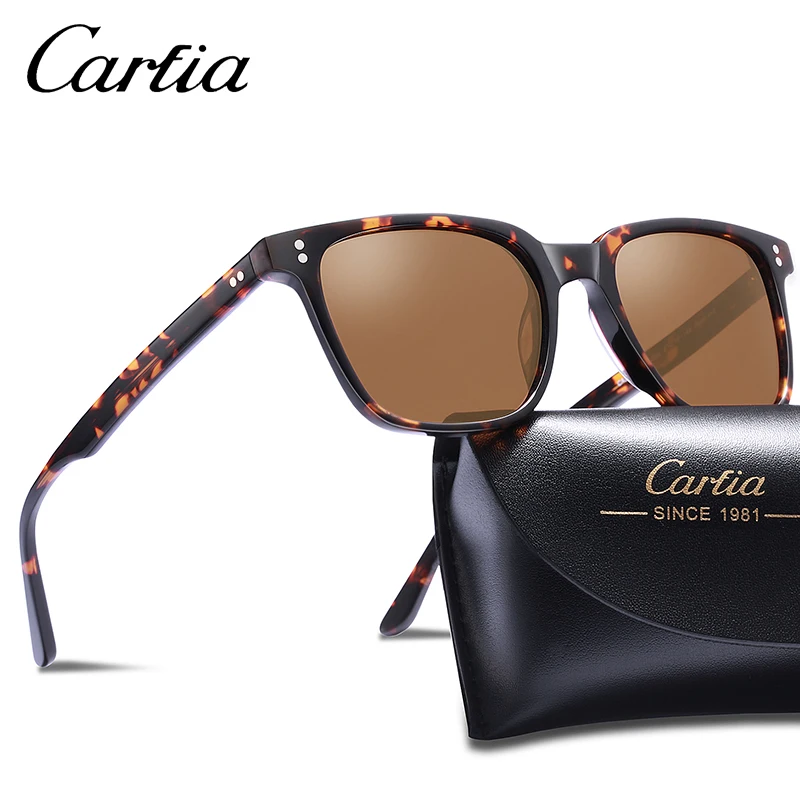 

Carfia Brand Designer HD Polarized Vintage Sunglasses Men's Square Driving Eyewear Fashion Retro Sun Glasses 100% UV Protection