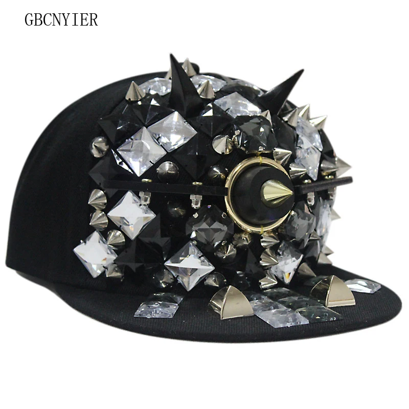 GBCNYIER Exaggeration Prominent Hip Hop Baseball Cap Cool Men Fashion Visor Hip-Hop Dance Show Unisex Hat Rivet Style