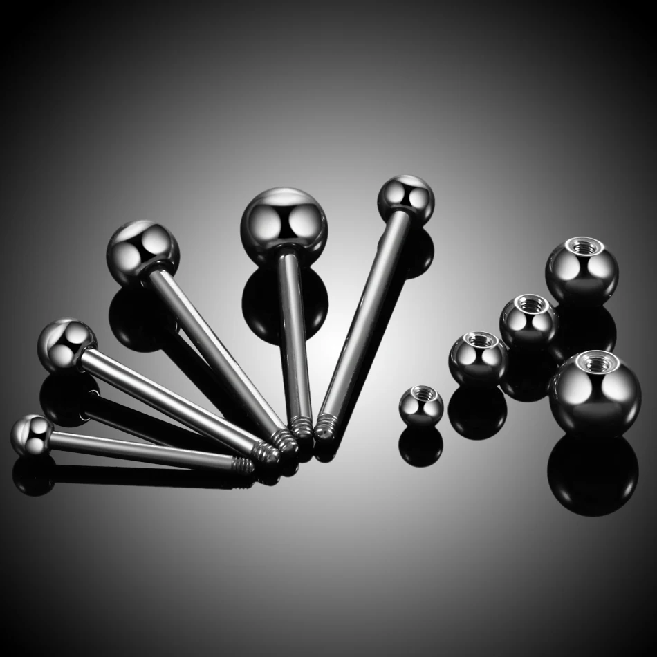 10PCS G23 Titanium Tongue Stud Barbell Ring Nipple Barbell Long Bar Ear Cartilage Industrial Barbell Earrings Piercing Jewelry