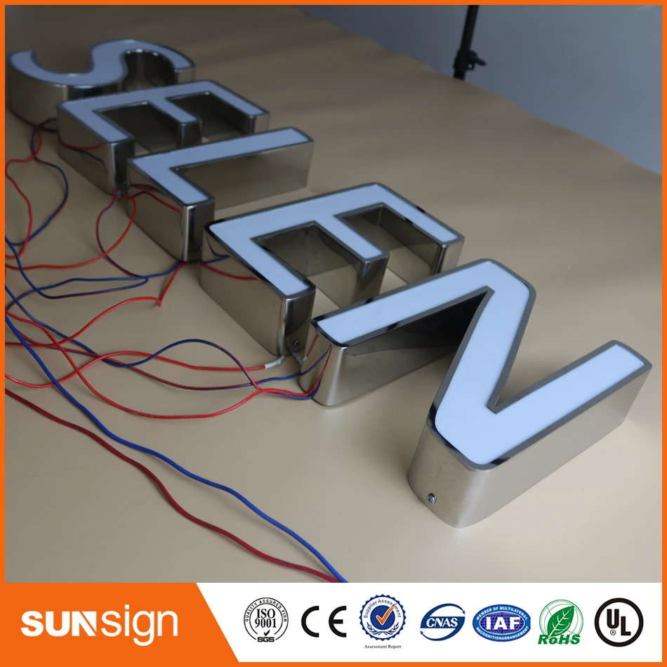 Custom Outdoor Reclame Back Lit 3D Led Brief Teken Logo