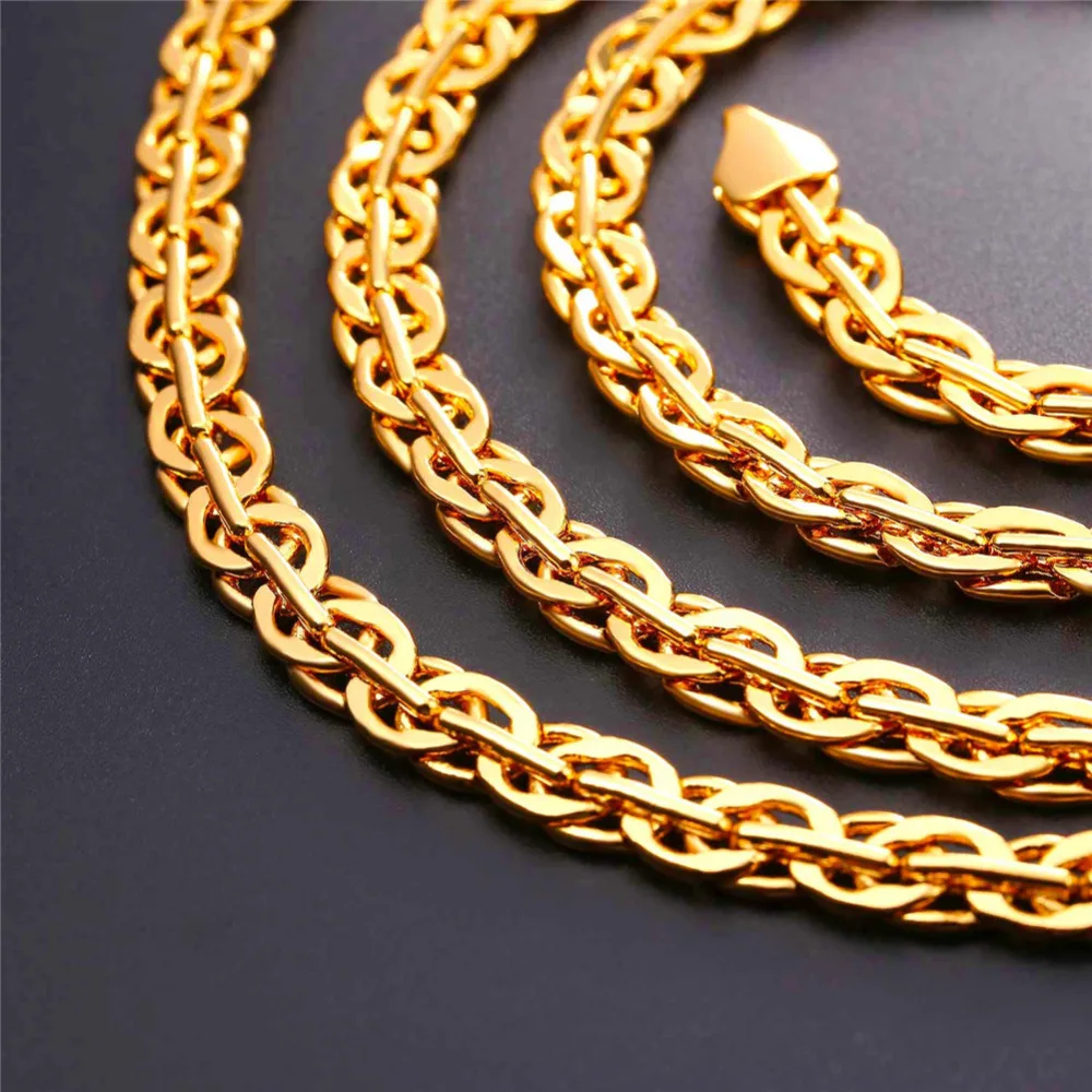 U7 Trendy Silver/Gold/Black Color Rock Woven Chain Bracelet Necklace Jewelry Set For Men Hip Hop Gift Wholesale S1015