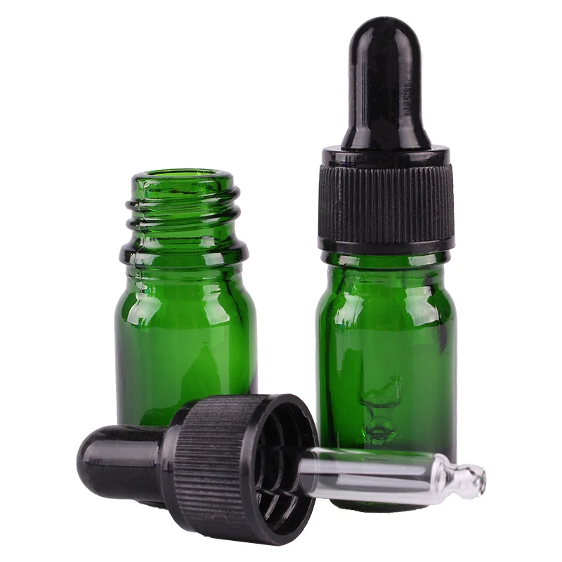 24pcs 5ml Empty Green Glass Dropper Bottle with Pipptte for essential oils aromatherapy liquid