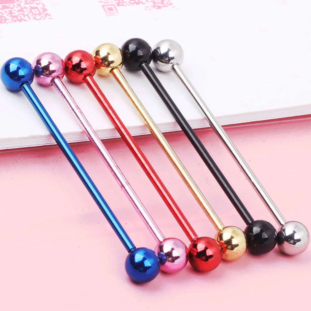 TIANCIFBYJS Mix Style by Random Stainless Steel Industrial Piercing Barbell Helix Tragus Earring Bar 14g Wholesale Body Jewelry