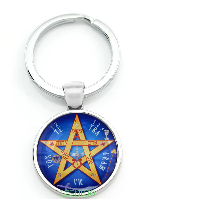 Tetragrammaton Amulet Key Chain Key Ring Esoteric Pentagram Pendant Magical Power Name YHVH For God Lord He-Who-Is Adonai Elohim