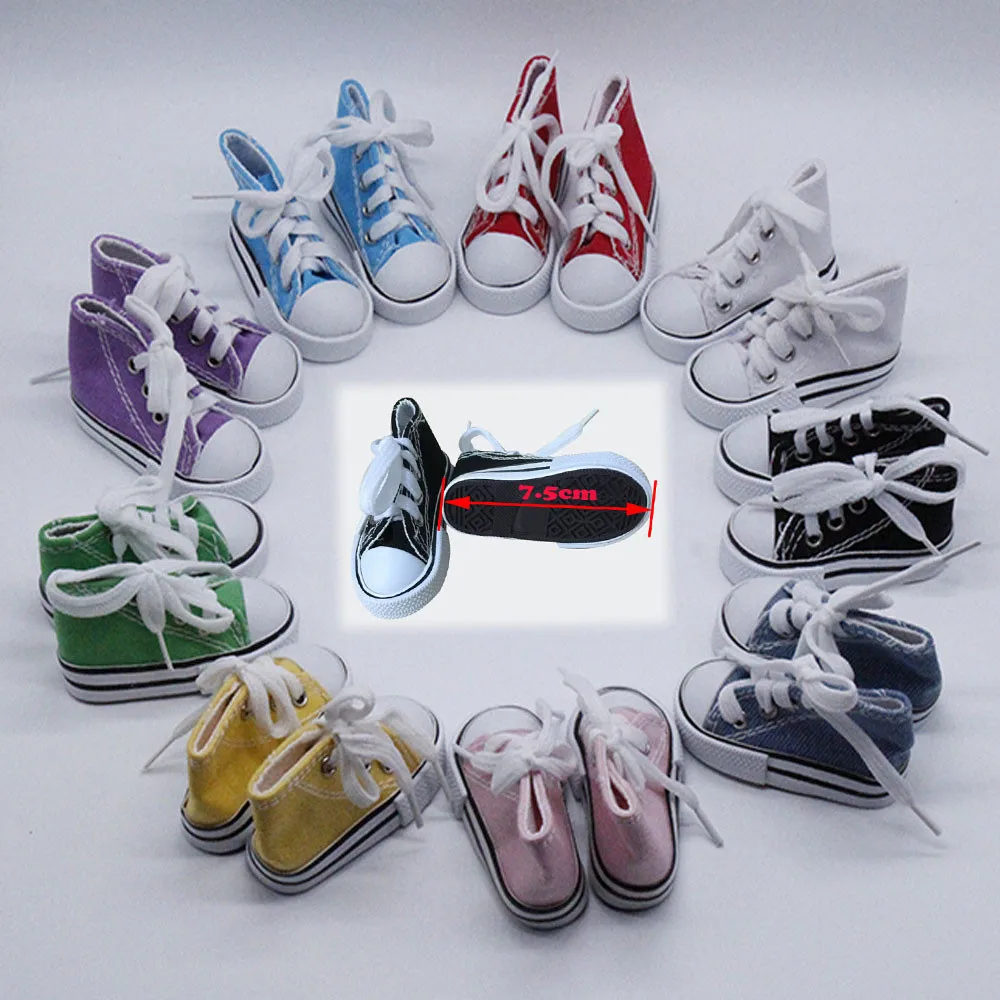 1/3 BJD Doll Shoes 7.5cm Canvas Shoes for SD Doll Fashion Mini Shoes for Russian DIY Handmade Doll Accessories