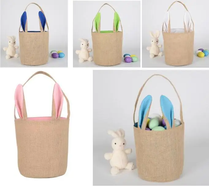 100pcs Easter Bucket Easter Tote Bag Monogram Easter Bunny Bag with Ears Handmade Gift Bag SN013