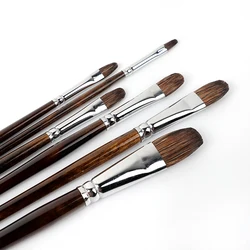 Watercolor Flower marten Brush Round Head Set Long Rod Oil Brush Acrylic Pen Animal Hair Hand-painted  6 Pack Adult Paint Brush