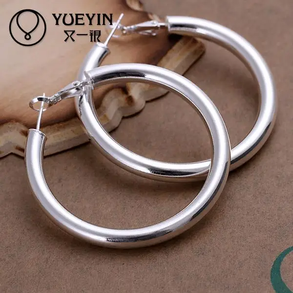 Romantic Classic Wholesale silver plated hoop earrings for women big round circle earrings Ohrringe Super Offer oorbellen