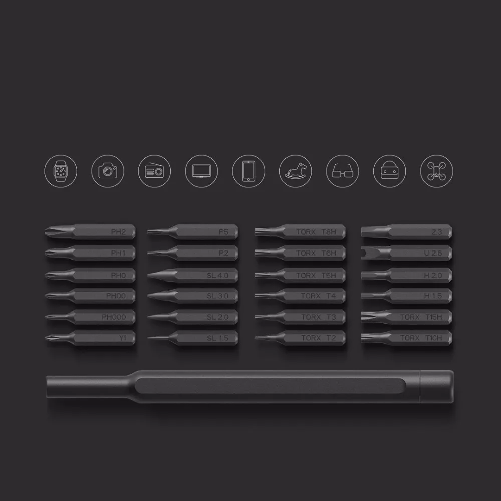 Mijia 일상용 스크류 키트, 정밀 마그네틱 비트, 알루미늄 박스 스크류 드라이버, 24