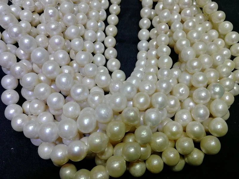 

loose beads freshwater pearl near round white 11-13mm 15" for DIY necklace wholesale