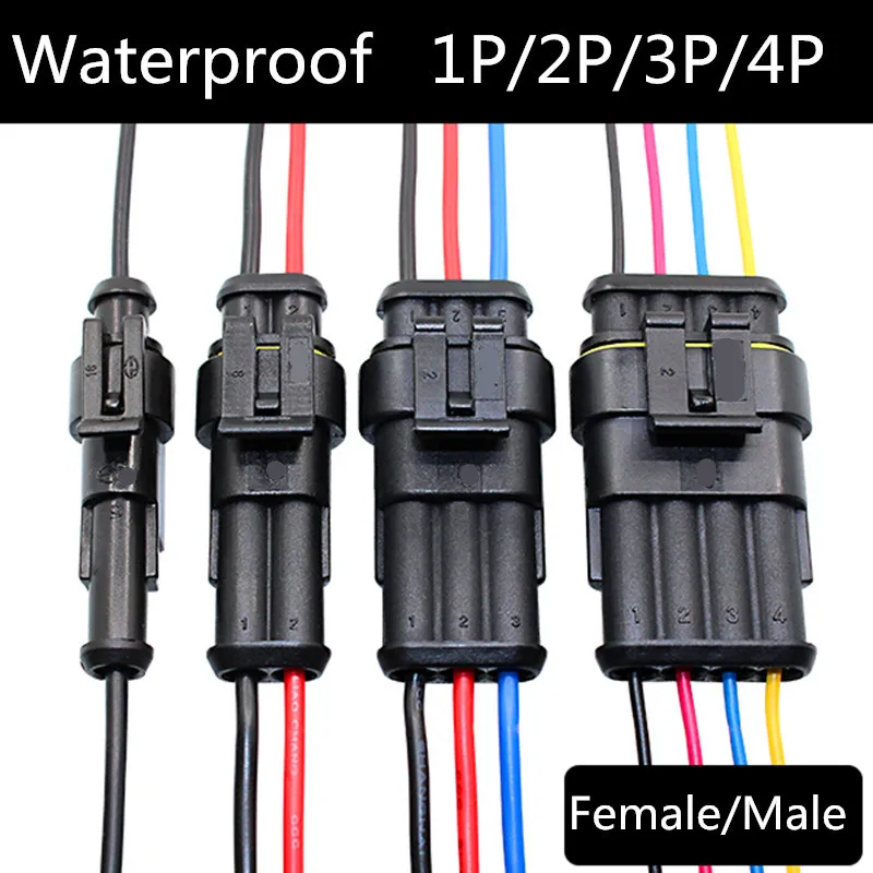 1sets Kit 2 pin 1/2/3/4/ pins Way Super Seal Sealing Waterproof Electrical Wire Cable Connector Plug for Car Auto