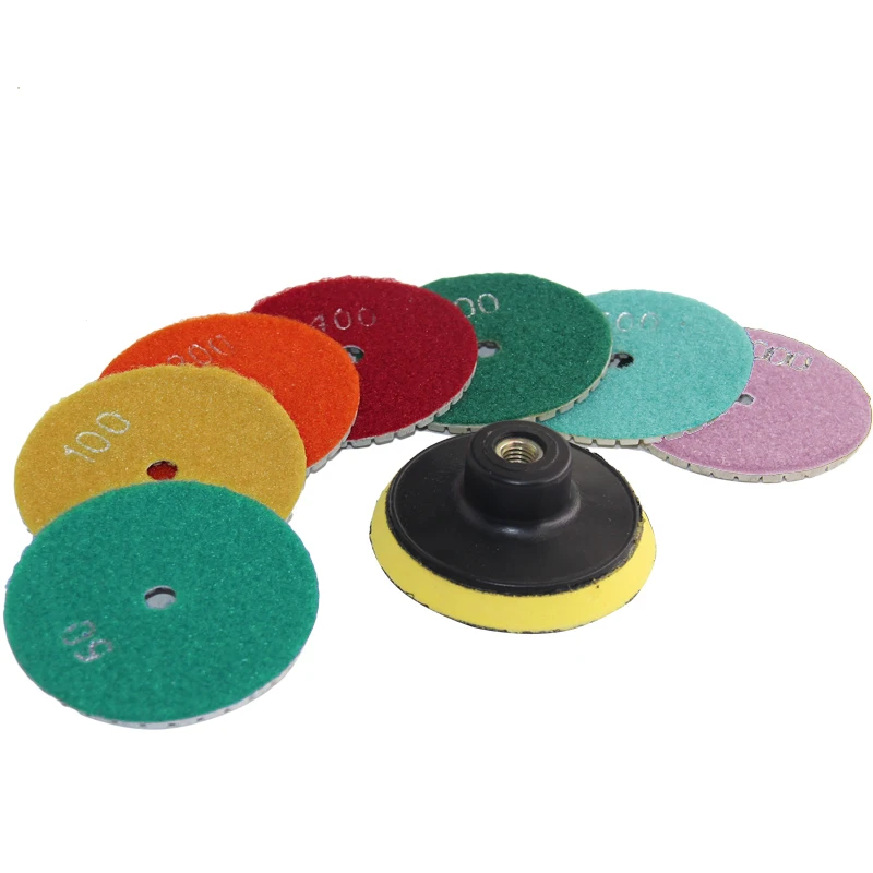 Colorful Diamond Polishing Pads 3 Inch/4 Inch Wet Polishing  Grit 50-3000# For Granite Marble