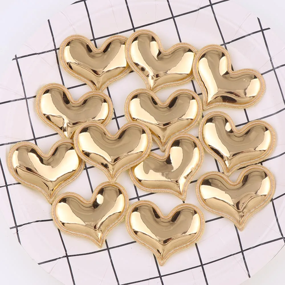 12PCS Mix Color PU Fabric Patches Padded Heart Crown Star Shape Felt Garment Appliques For Decoration DIY Hair Accessories