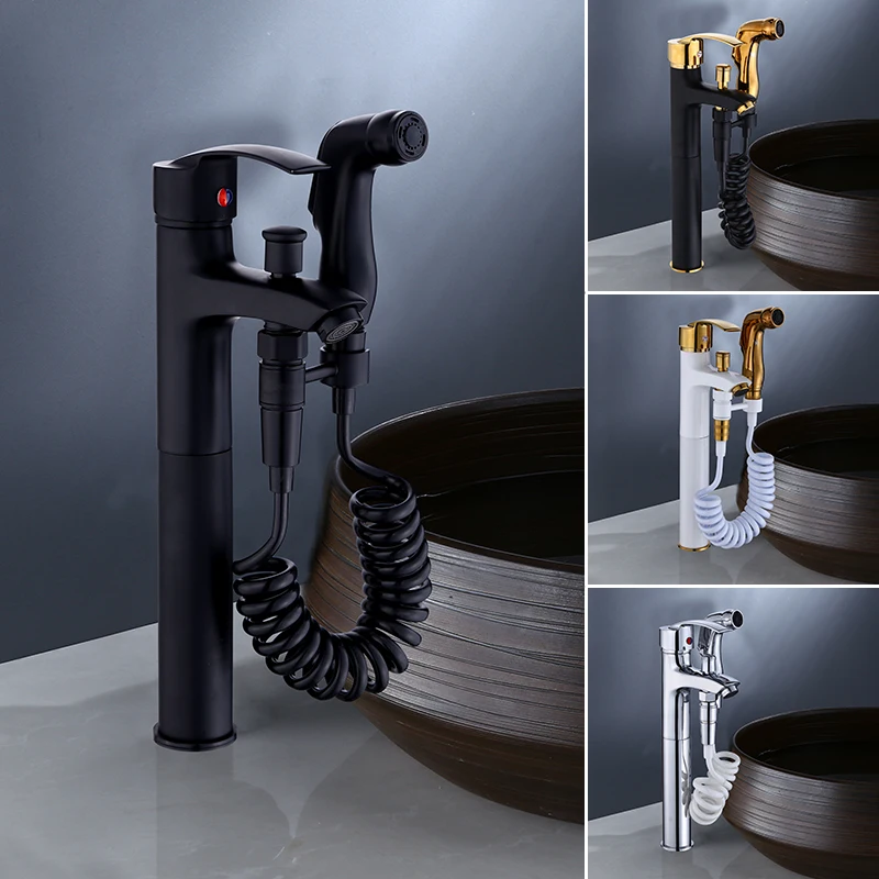 

Bathroom Bidet Faucet Basin Faucets Black and Gold Color Basin Mixer Tap Bathroom Faucet Hot and Cold Toilet Sink Water Crane