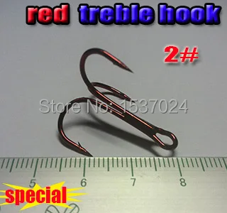 2015hot  fishing treble hooks color is red  size:2# high carbon steel  quantity:200pcs/lot Razor sharp, colorful