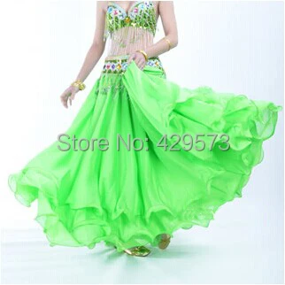 Free-Shipping 3 Layers Chiffon Roll Belly Dance Skirt Sexy bellydancing Top Quality Dancing Skirts Long Gypsy Skirts 12 colors