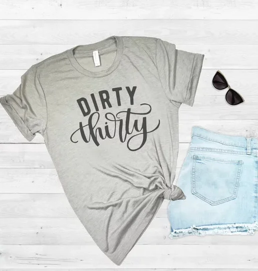 Skuggnas Dirty Thirty Funny Birthday Shirt for 30th Birthday Party Gift Fashion summer grunge aesthetic Tee shirt Short tops