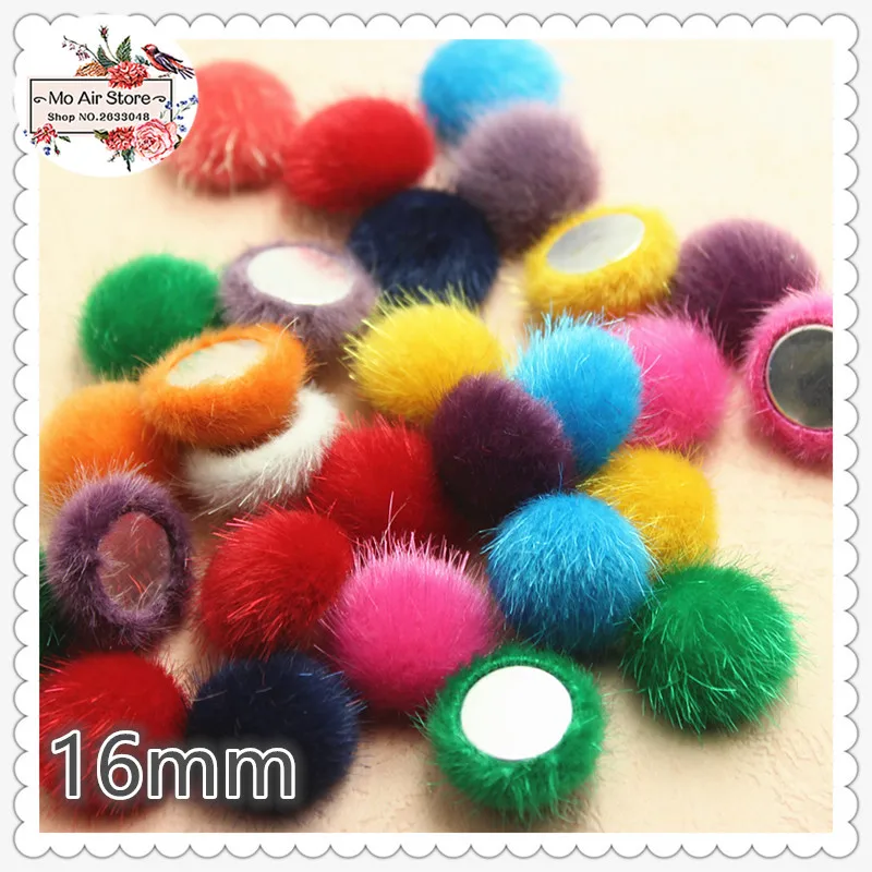 50pcs Mix Color Flatback Hairy Fabric Covered Round High Cabochon Buttons Home Garden Crafts Cabochon Scrapbooking DIY 16mm