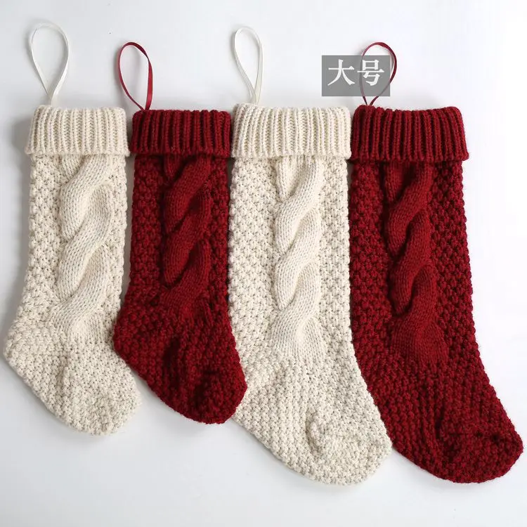 

Woolen Gifts Knitted Christmas Socks Pendant Gift Bags Decorative Candy Twist Spot Socks wholesale 3pcs/lot