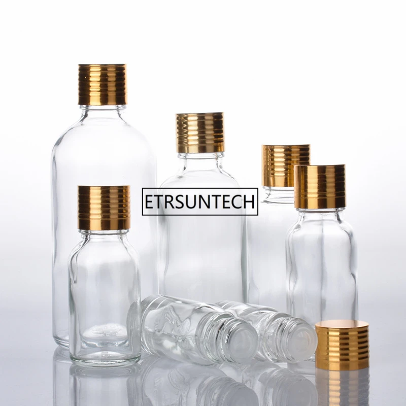 

5/10/15/20ml Glass Bottle Sample Test Bottle Mini clear Glass Bottle With gold Cap Essential Oil Bottle F1977