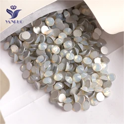 YANRUO 2058NoHF SS3-SS34 White Opal DIY Strass Crystal Stone Flat Back Non Hot Fix Rhinestones For Nail Art Decoration