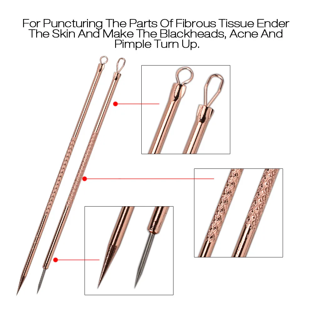 4 sztuk trądzik do usuwania zaskórników igły narzędzia do makijażu ze stali nierdzewnej pryszcz Comedone Spot Extractor Cleanser do pielęgnacji skóry twarzy
