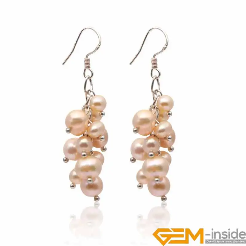 5-6mm -7-8mm Pearl Earrings Silver Plated Hook For Women Gifts Jewelry Long Earrings Female Valentine Gift Wholesale