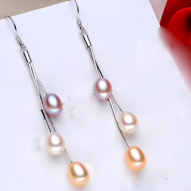 ZHBORUIN 2021 Fashion Pearl Jewelry Set Multicolour Freshwater Pearl Necklace Earrings 925 Sterling Silver Jewelry Set For Women