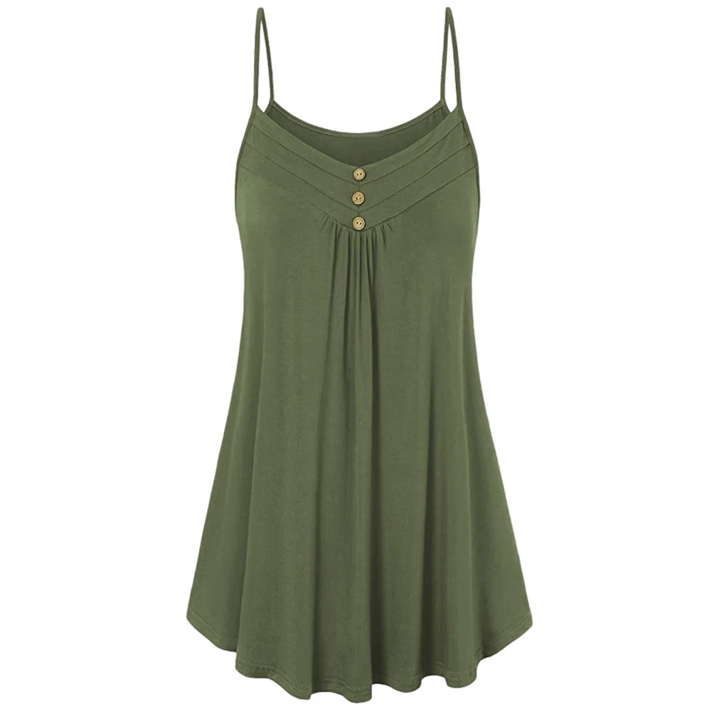  5XL Summer Tank Top Womens Tunic Button V Neck Tops Sleeveless Loose Casual Camis Ladies Clothes Women  haut femme#H20 image 4