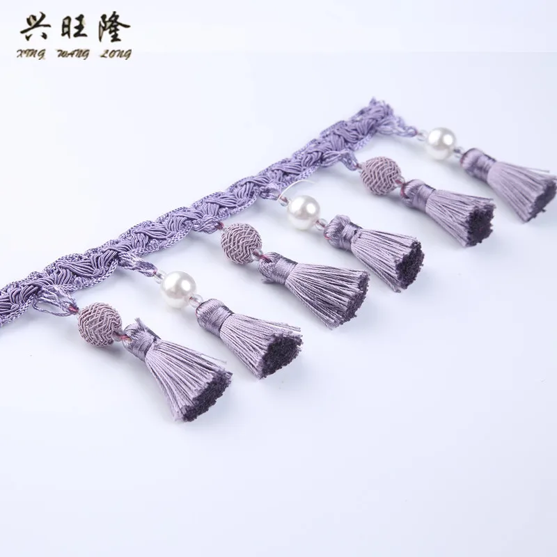 XWL 10M/Lot Pearl Beads Curtain Lace Trim DIY Sewing Drapery Sofa Lamp Decorative Lace Ribbon Tassel Fringe Curtain Accessories