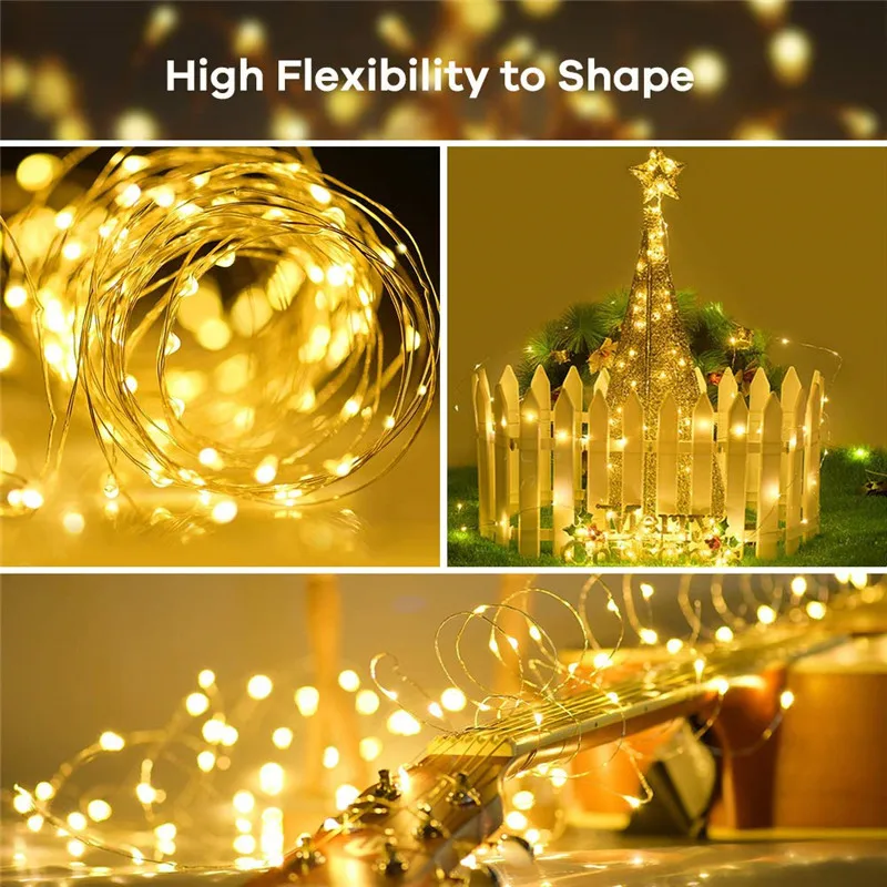 Imagem -05 - Copper Wire Starry Rope String Led Light Impermeável Flexible Fairy Lights Party Garde Power Adapter Feriado 12v 10m 20m 30m 50m