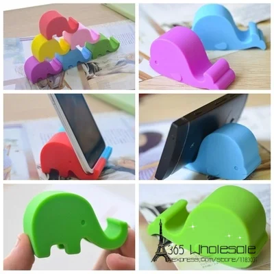 Free shipping 12pcs/lot Elephant SmartPhone Stand Rack Holder Mount 6 colors high quality PVC toys phone accesories party favors