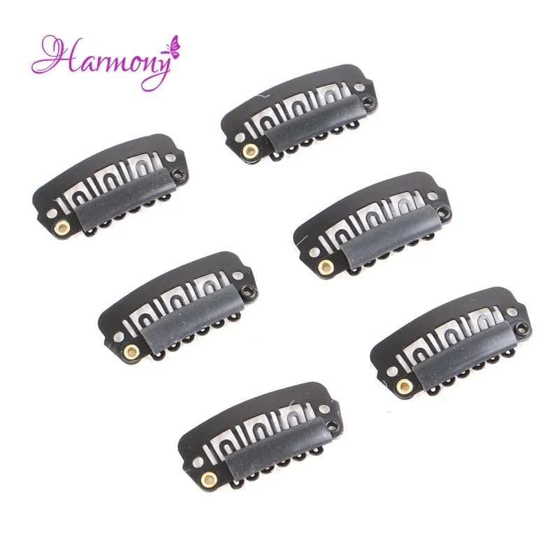 Harmony Plus Hair 200pcs 2.3cm 6 Teeth Snap Clips For Hair Extensions U Shape Wig Clips tool 6 Colors Available