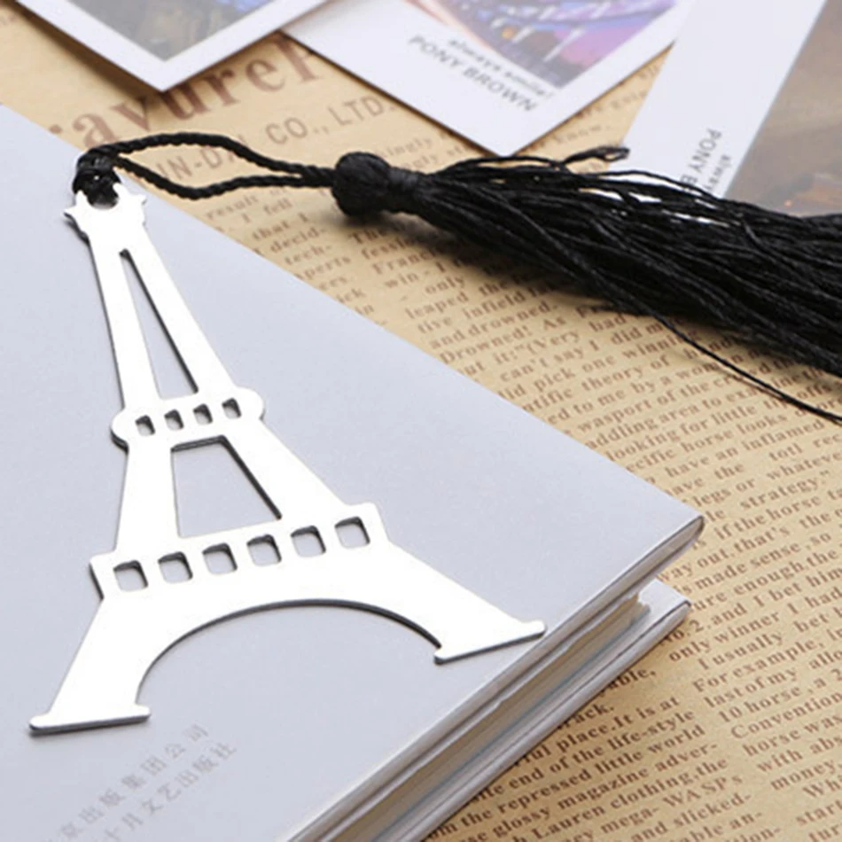 1 unids/caja marcapáginas románticos de la Torre Eiffel con borla marcapáginas de Metal papelería regalos de boda envío gratis