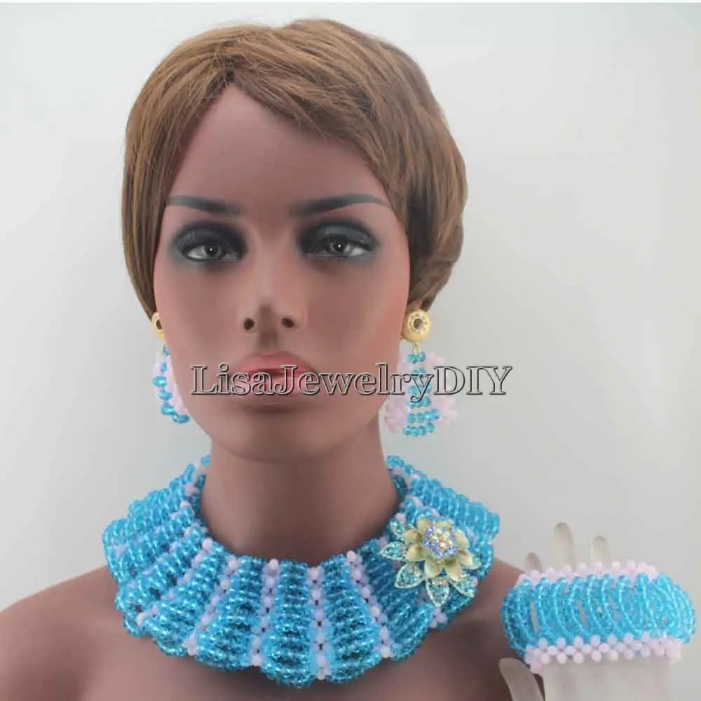 

Terrific New Chunky Layered Mix Nigerian Beads Jewelry Set Wedding African Jewelry Sets Handmade Free Shipping HD7942