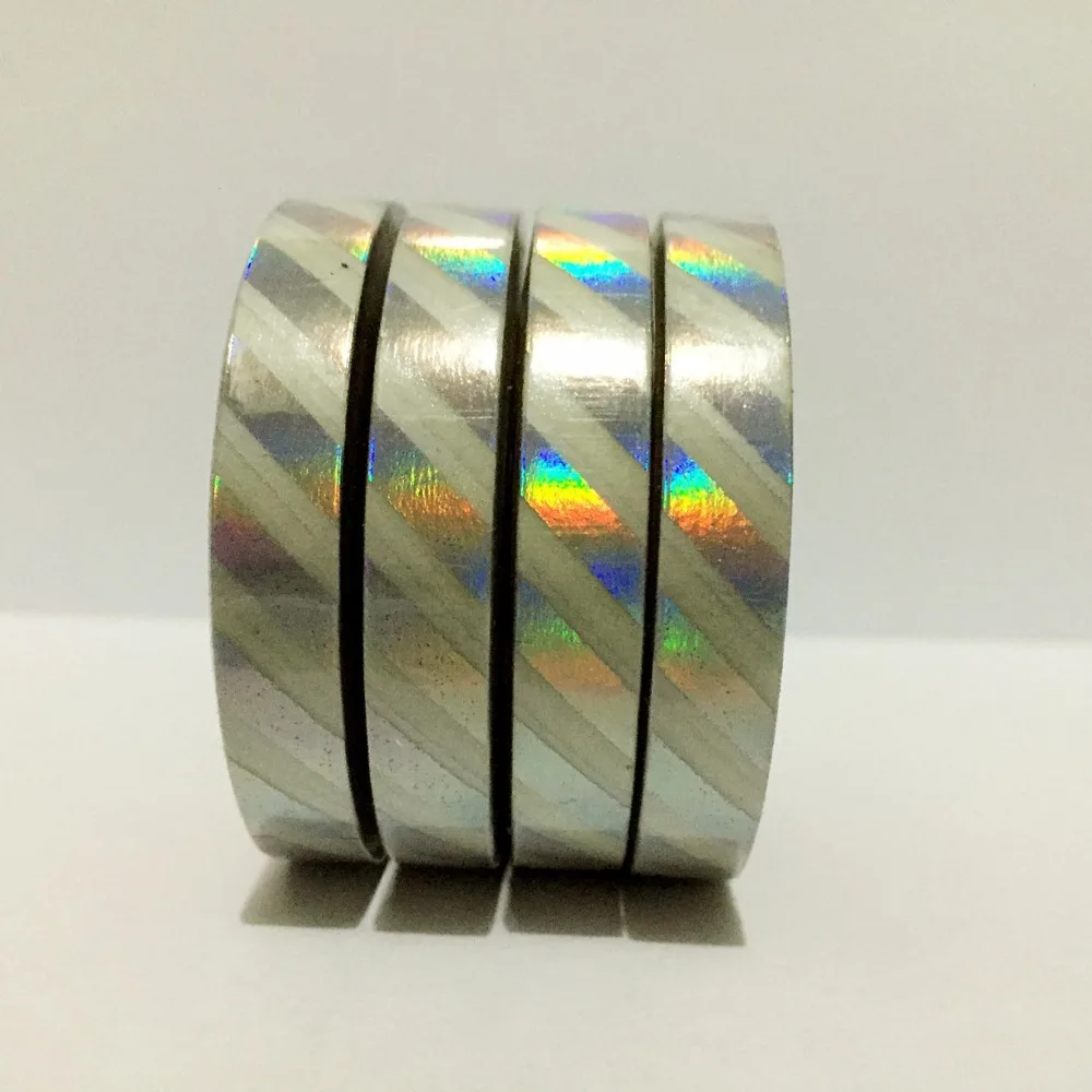 Foil Laser High quality  washi paper  tape 7.5mm*10m/ Foil Laser  diagonal  line  masking washi paper  tape