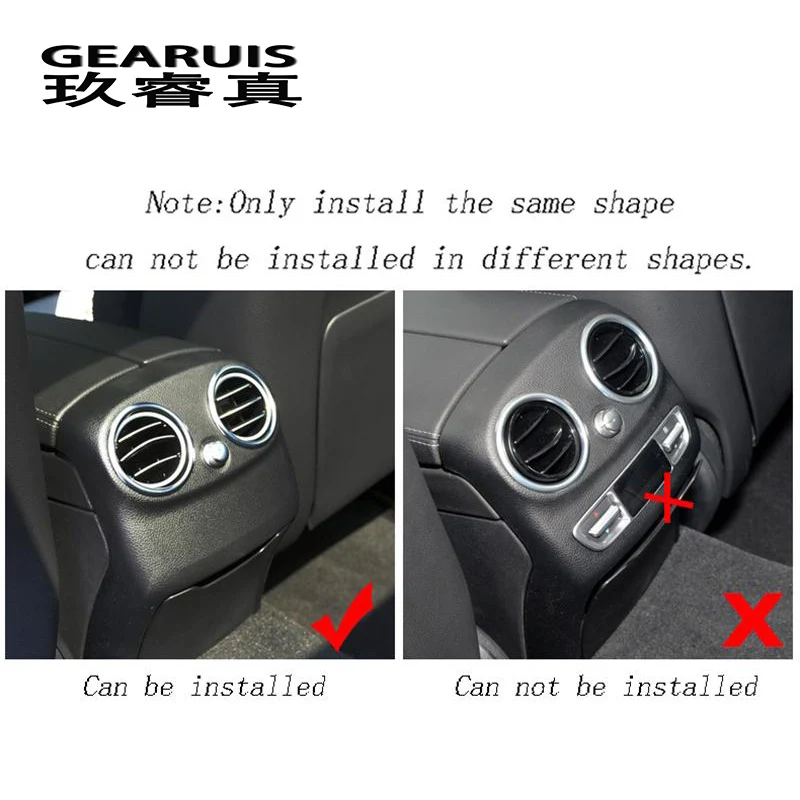 Car Styling For Mercedes Benz C Class W205 C180 C200 Center Armrest Rear Storage Panel Air Outlet Decorative Frame Cover    Trim