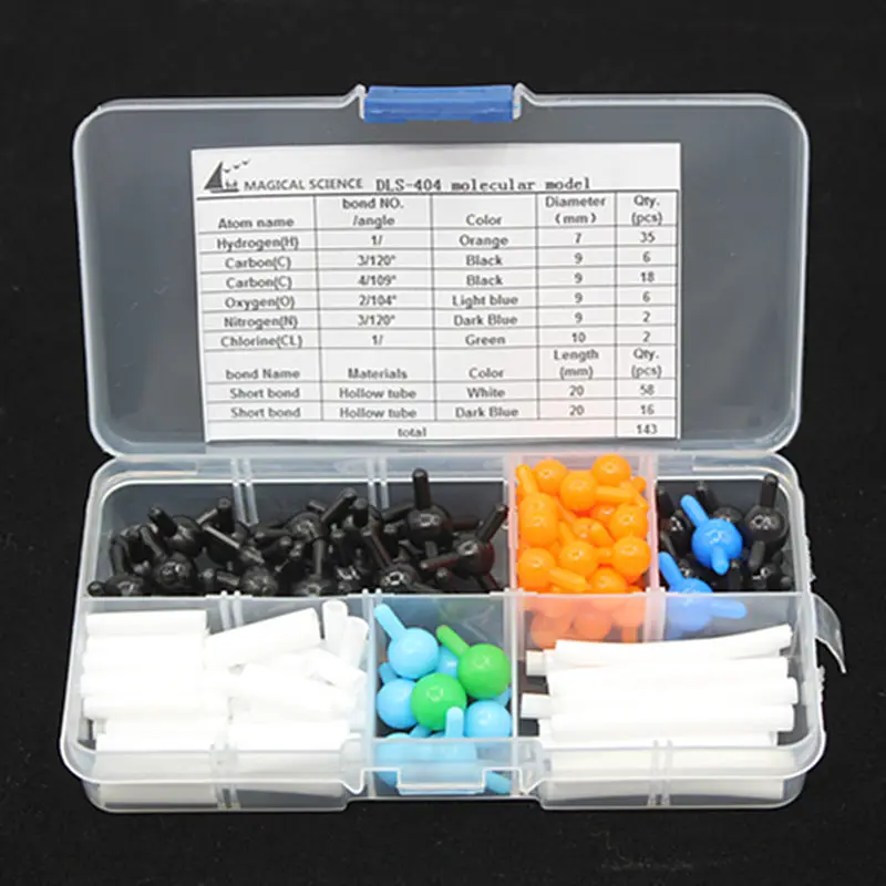 Mini kit de Química Orgânica Modelo Molecular Pequeno tubo para Estudantes 143 modelos moleculares pçs/set Portátil Pequeno tubo frete grátis