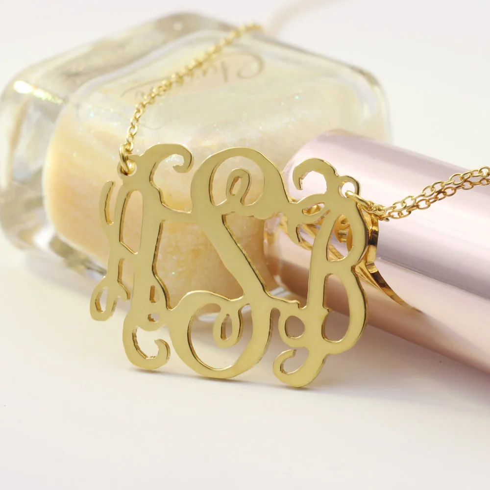 Personalized Monogram Necklace Silver Necklace Golden Plated Monogram Hip Pop Women Jewelry Wholesale