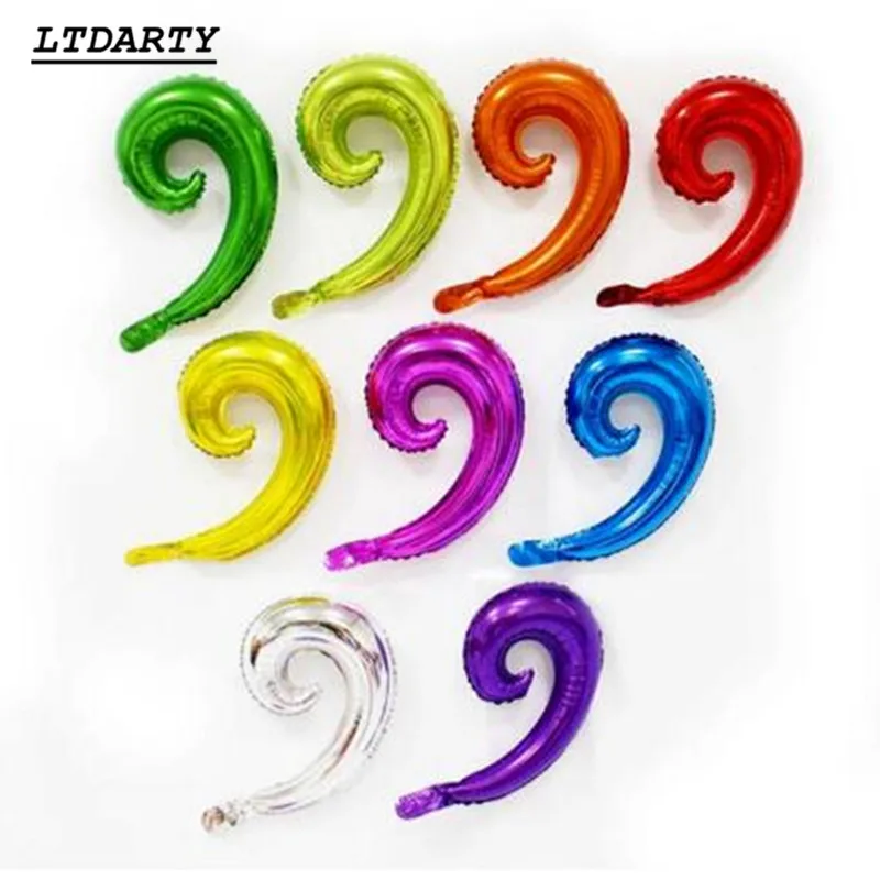 10pcs Colorful Spiral Wave Curve Foil Single or Double Rolls Balloons Family Birthday Party Wedding Decoration Wall Stickers Inf