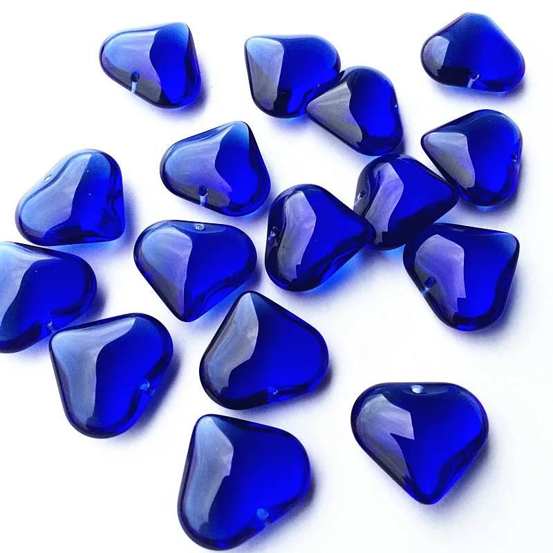 50pcs/lot Beautiful 22*16mm Blue Crystal Glass Chandelier Heart Shape Smooth Pendant Crystal Lighting Hanging Part Accessories