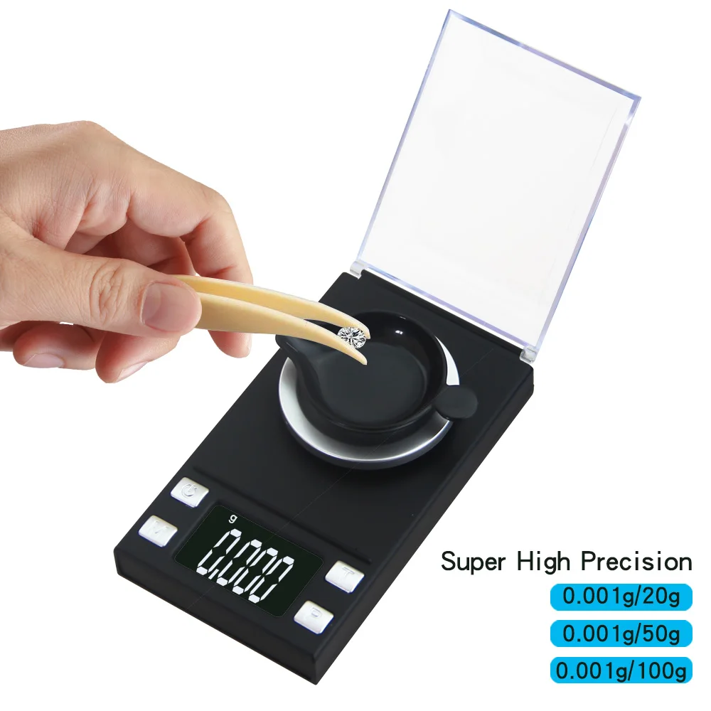 0.001g LCD Digital Jewelry Scale Lab Weight High Precision Scale Medicinal Use Portable Mini Electronic Balance Calibrate Weight