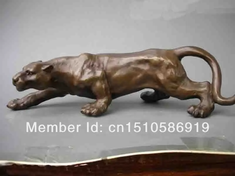 Superb Pure Bronze Art statue leopard catamount Sculpture