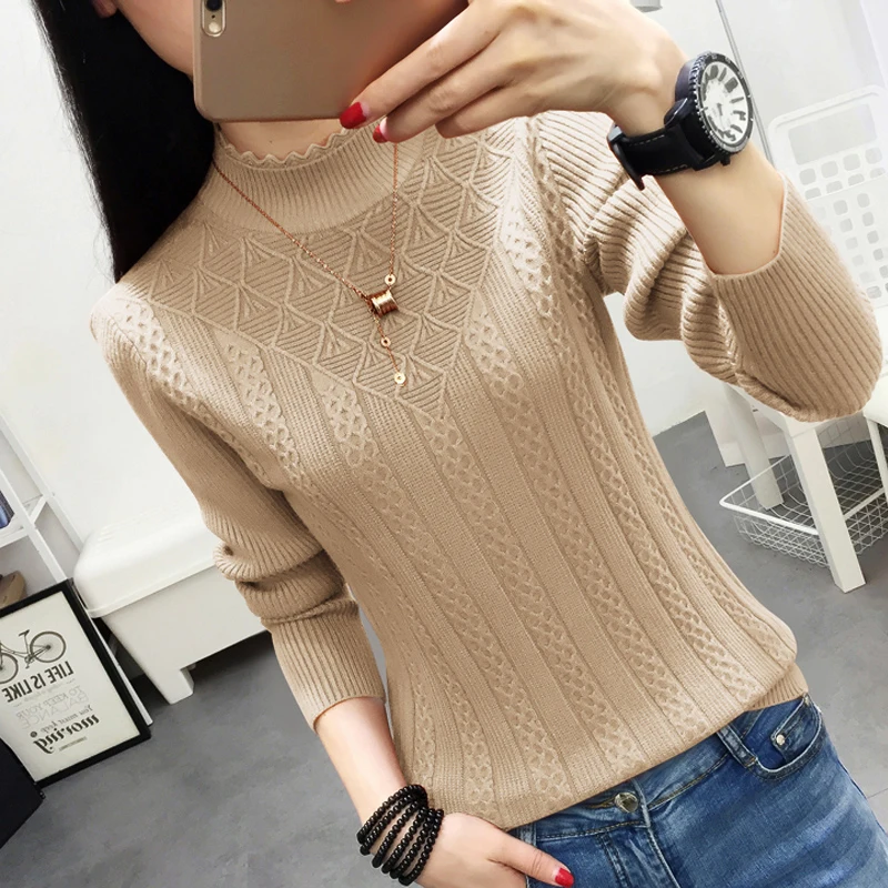 2024 NEW Winter Women Cashmere Sweater Half-high Collar Pullover Bottom Knit Sweater Short Style In Autumn And Winter Sweater