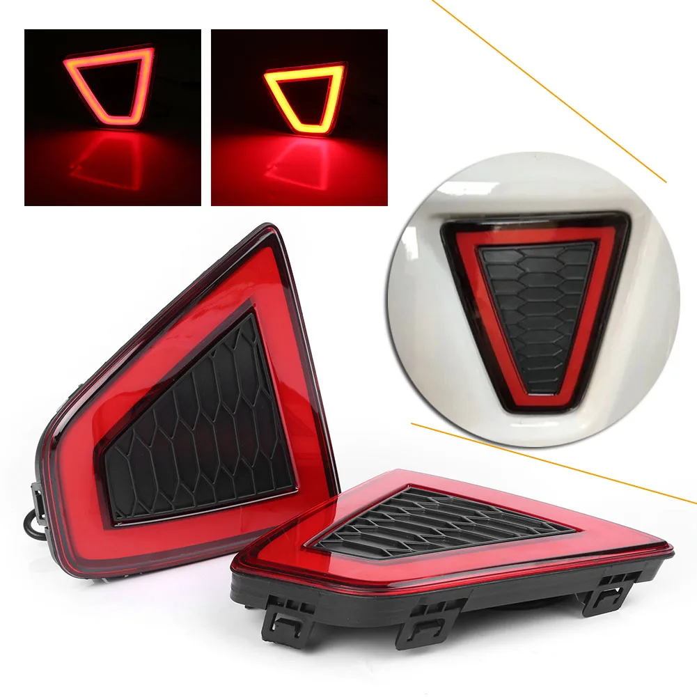 1Pair Car Rear Bumper Warning Lamps Fog Brake Tail Lights Red LED Taillight Lamp For Honda Jazz Fit 2014-2015