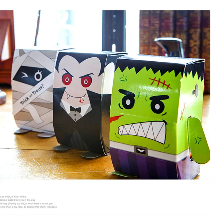 

12 Pcs halloween decoration kids party Vampire Mummy Gift bag Packaging monster Cookies Paper gift Boxes Candy Halloween Box